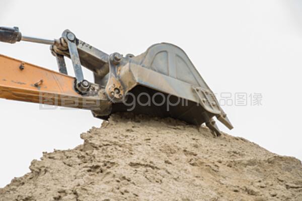 现代黄色挖掘机的一部分